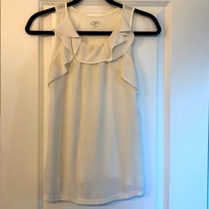 LOFT white frill top